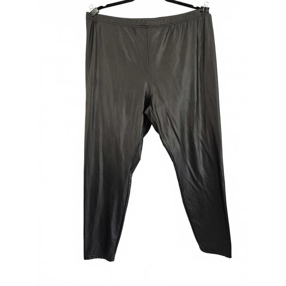 Shein Curve Ladies Black Faux Leather Pull On Leggings High Waist